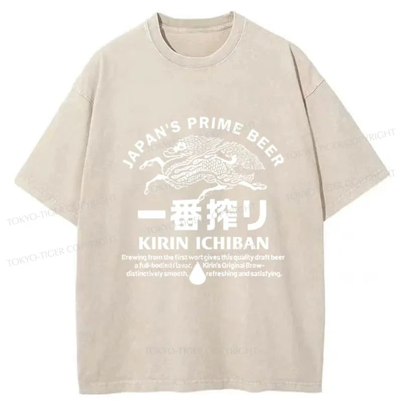 Tokyo-Tiger Kirin Ichiban Beer Logo Washed T-Shirt