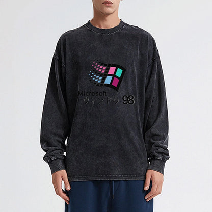 Tokyo-Tiger Microsoft Windows 98 Washed Long Sleeve T-Shirt