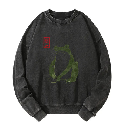 Tokyo-Tiger Woodblock Print Frog Washed Sweatshirt