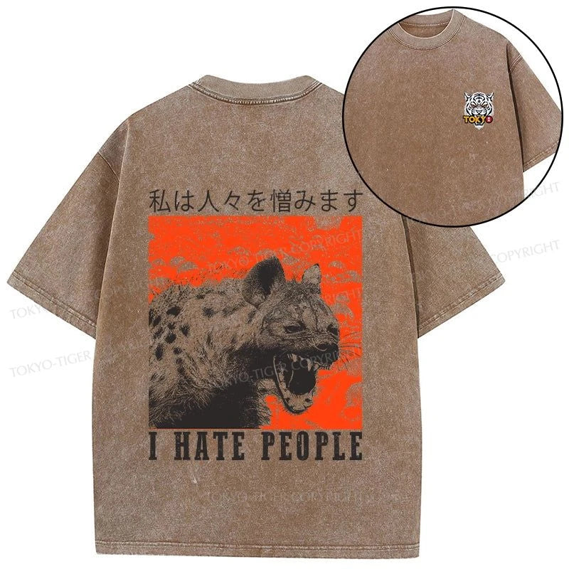 Tokyo-Tiger A Hyena That Hates Humans Front Back Washed T-Shirt