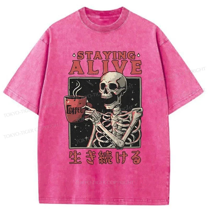 Tokyo-Tiger Staying Alive Japanese Washed T-Shirt