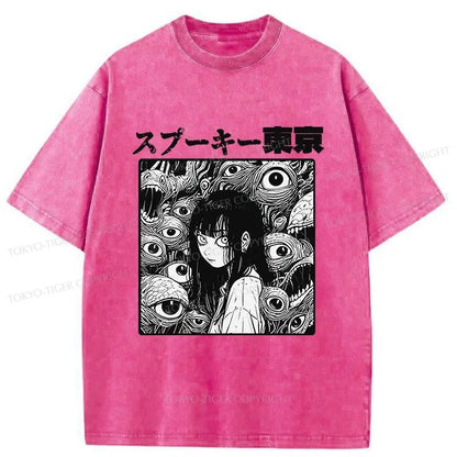 Tokyo-Tiger Scary Girl Japanese Washed T-Shirt