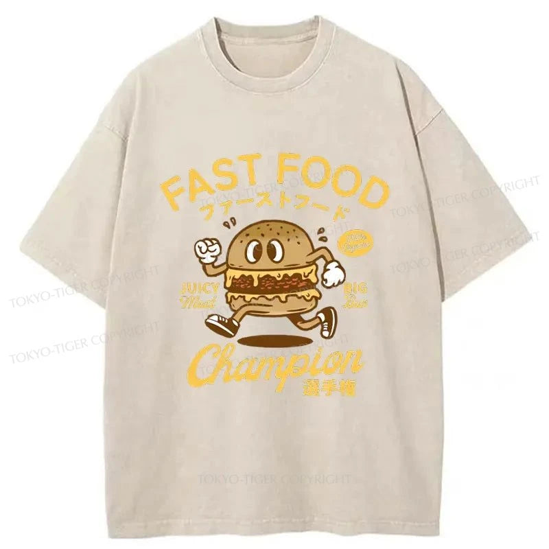 Tokyo-Tiger Fast Food Japanese Washed T-Shirt