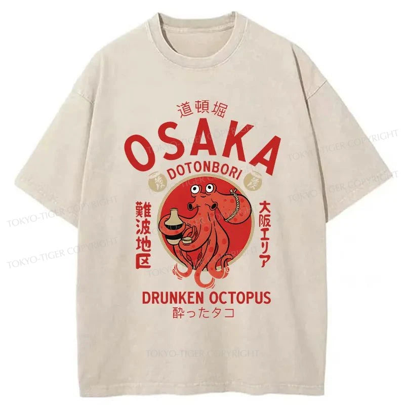 Tokyo-Tiger Drunken Octopus Japan Washed T-Shirt