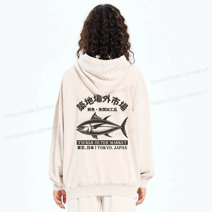 Tokyo-Tiger Sakana Tsukiji Fish Market Washed Zip Hoodie