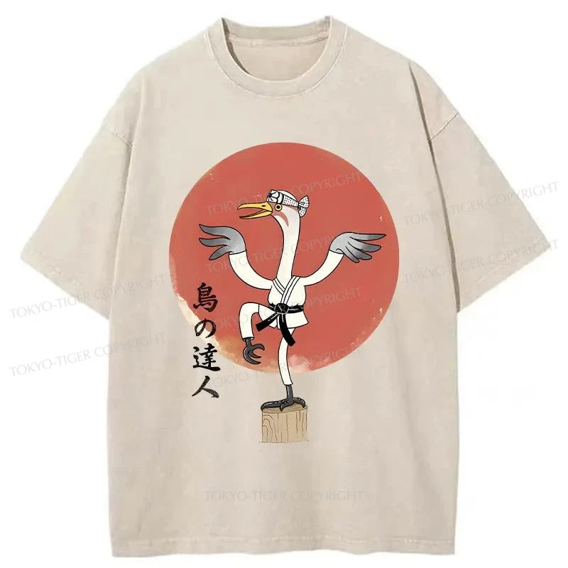 Tokyo-Tiger Karate Crane Japan Washed T-Shirt