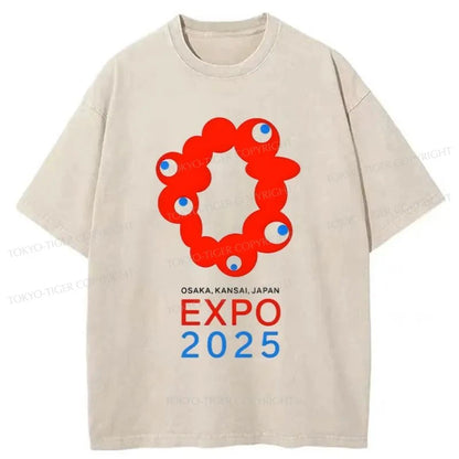 Tokyo-Tiger Logo Of EXPO 2025 Washed T-Shirt