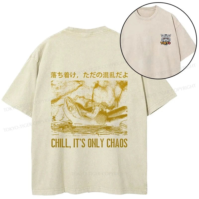 Tokyo-Tiger Cool Frog Japanese Front Back Washed T-Shirt