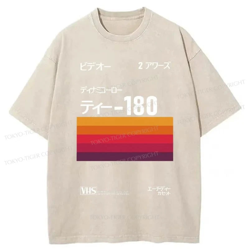 Tokyo-Tiger VHS Inspired Retro 80s Poster Washed T-Shirt