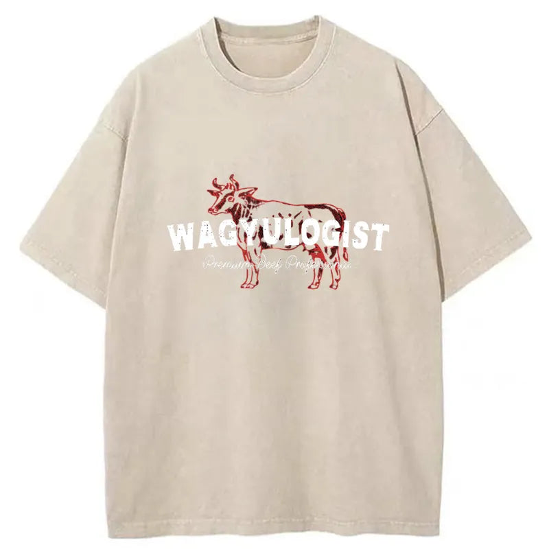 Tokyo-Tiger Wagyu Beef BBQ Lover Grill Master Japanese Steak Washed T-Shirt