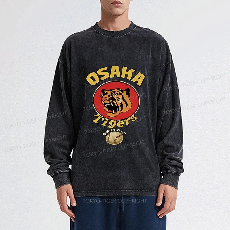 Tokyo-Tiger Osaka Tiger Baseball Washed Long Sleeve T-Shirt