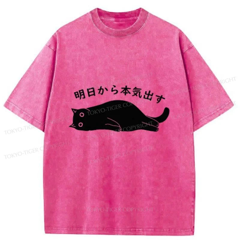 Tokyo-Tiger I'm Going To Get Serious Tomorrow Washed T-Shirt