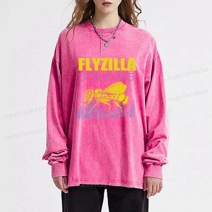 Tokyo-Tiger Giant Fly Japanese Washed Long Sleeve T-Shirt