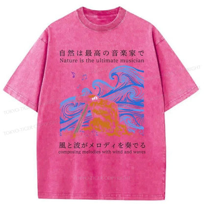 Tokyo-Tiger Frog Musician Washed T-Shirt