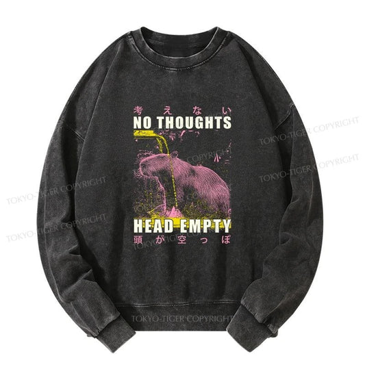 Tokyo-Tiger No Thoughts Head Empty Washed Sweatshirt