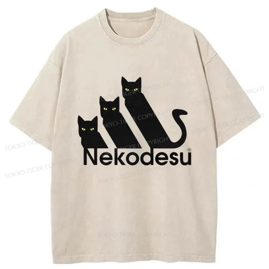 Tokyo-Tiger Nekodesu Japanese Washed T-Shirt