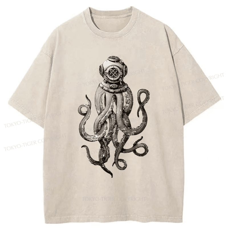 Tokyo-Tiger Terror Octopus Japanese Washed T-Shirt