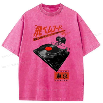 Tokyo-Tiger Japan Record Music Art Washed T-Shirt