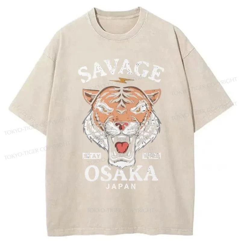 Tokyo-Tiger Savage Osaka Japan Washed T-Shirt