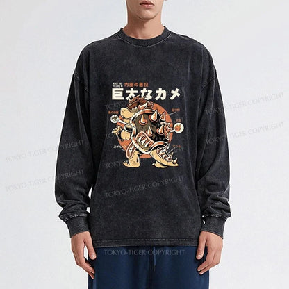 Tokyo-Tiger Vintage Kame Monster Washed Long Sleeve T-Shirt