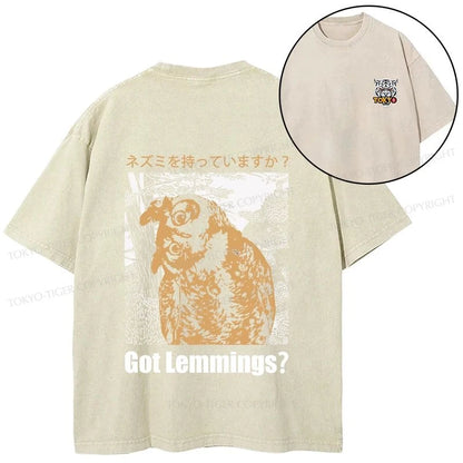 Tokyo-Tiger Do You Have Lemmings Japanese Front Back Washed T-Shirt