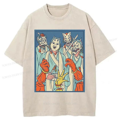 Tokyo-Tiger Demon Samurai Brothers Washed T-Shirt