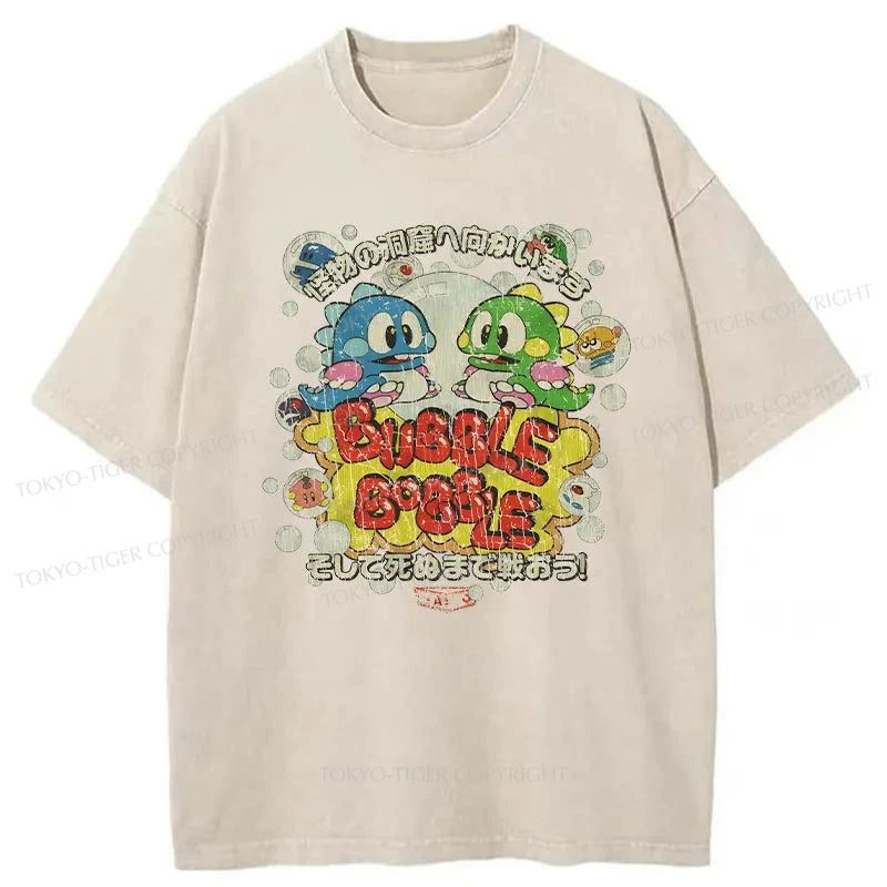 Tokyo-Tiger Kawaii Monster Dinosaur Washed T-Shirt