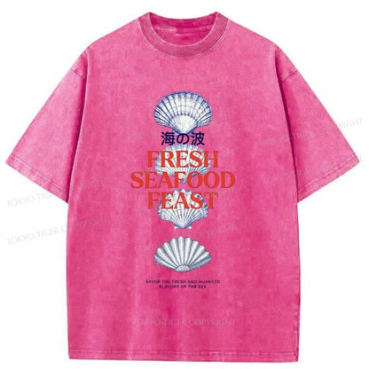 Tokyo-Tiger Fresh Seafood Feast Washed T-Shirt