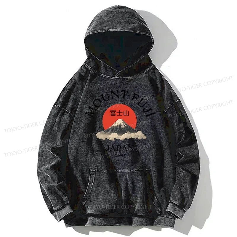 Tokyo-Tiger Japan Mount Fuji Sun Unisex Washed Hoodie