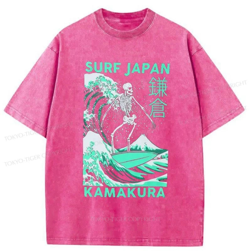 Tokyo-Tiger Surf Japanese Skeleton Washed T-Shirt