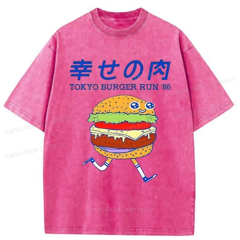 Tokyo-Tiger Tokyo Burger Run Japanese Washed T-Shirt