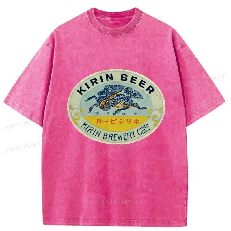 Tokyo-Tiger Kirin Beer Logo Washed T-Shirt