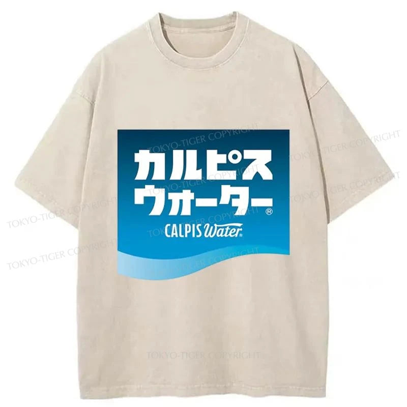 Tokyo-Tiger Calpis Water Premium Logo Washed T-Shirt