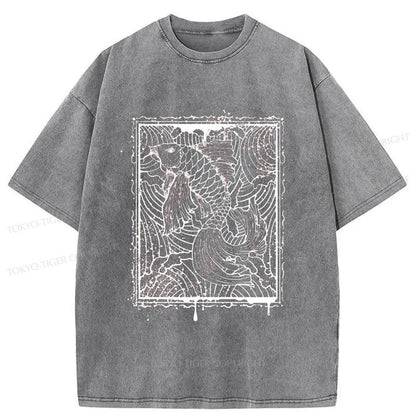 Tokyo-Tiger Japanese Art Koi Fish Washed T-Shirt