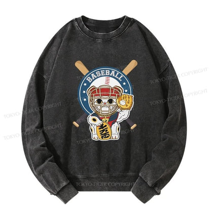 Tokyo-Tiger Janpaese Baseball Cat Washed Sweatshirt