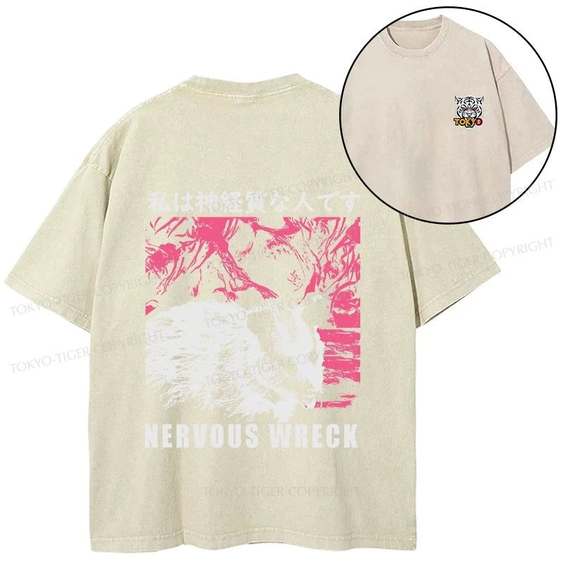 Tokyo-Tiger Nervous Wreck Front Back Washed T-Shirt