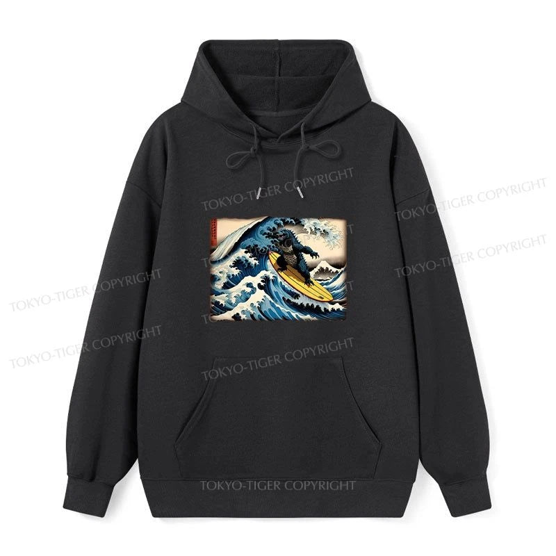 Tokyo-Tiger Dinosaur Surfing Japanese Classic Hoodie