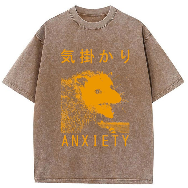 Tokyo-Tiger Anxiety Possum Japanese Washed T-Shirt