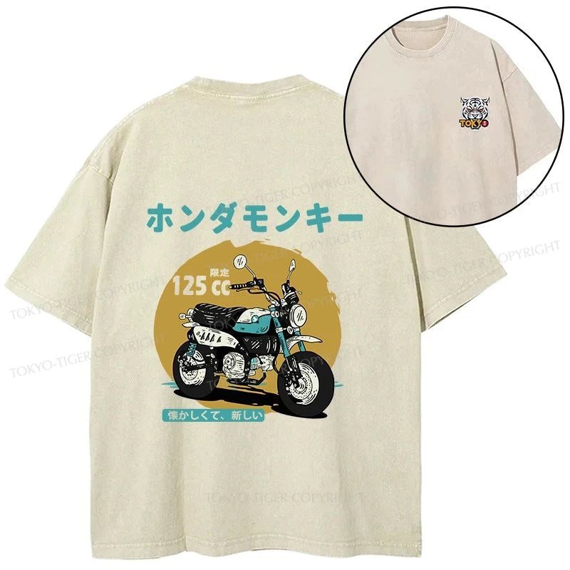 Tokyo-Tiger Honda Motorcycle Japanese Front Back Washed T-Shirt