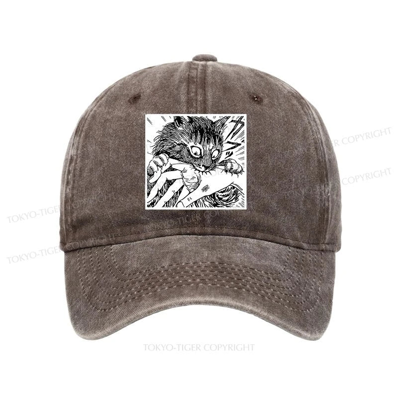 Tokyo-Tiger Creepy Cat Anime Horror Anteater Washed Cap