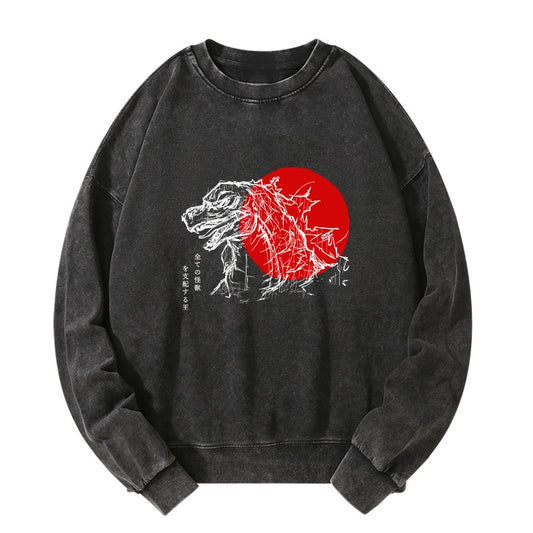 Tokyo-Tiger Monster Japanese Anime Washed Sweatshirt