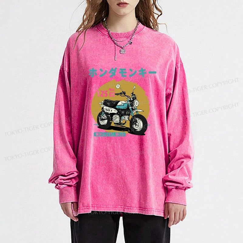 Tokyo-Tiger Honda Motorcycle Japanese Washed Long Sleeve T-Shirt