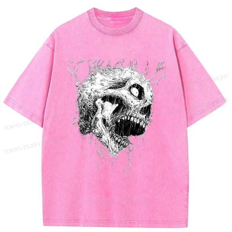 Tokyo-Tiger Terrifying Skull Japan Washed T-Shirt