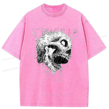 Tokyo-Tiger Terrifying Skull Japan Washed T-Shirt