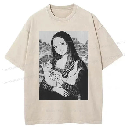 Tokyo-Tiger The Scary Mona Lisa Smile Washed T-Shirt