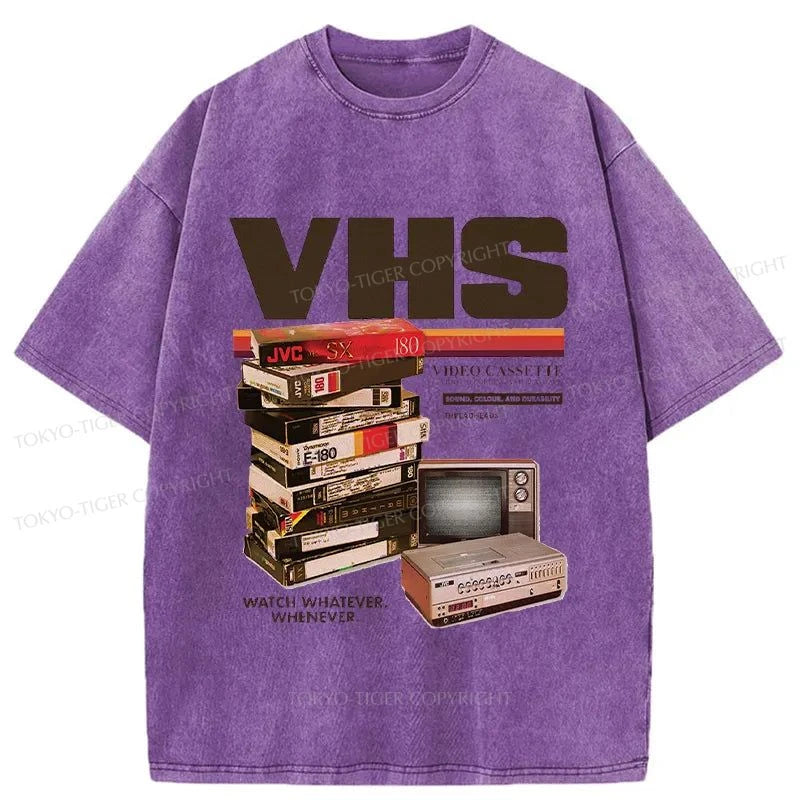 Tokyo-Tiger Vintage VHS Tapes Japanese Washed T-Shirt