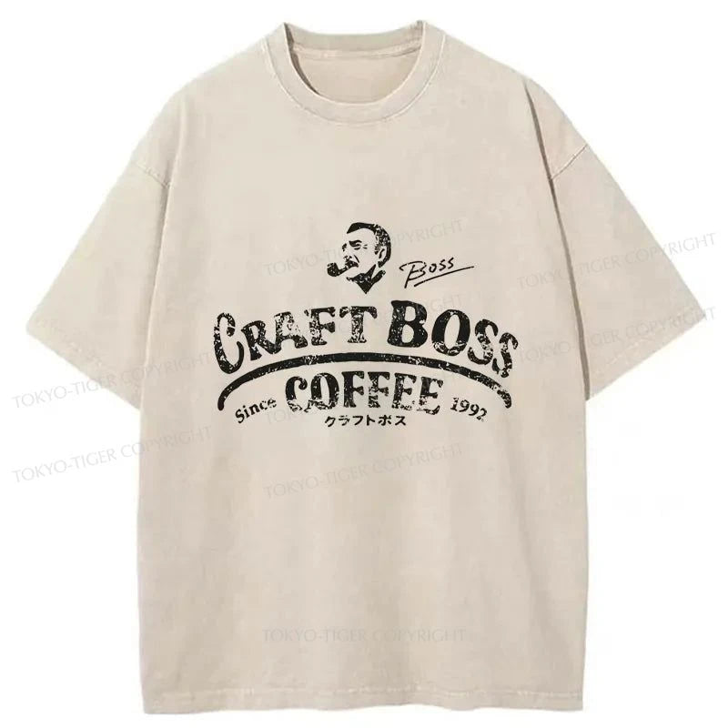 Tokyo-Tiger Craft Boss Coffee Logo Washed T-Shirt