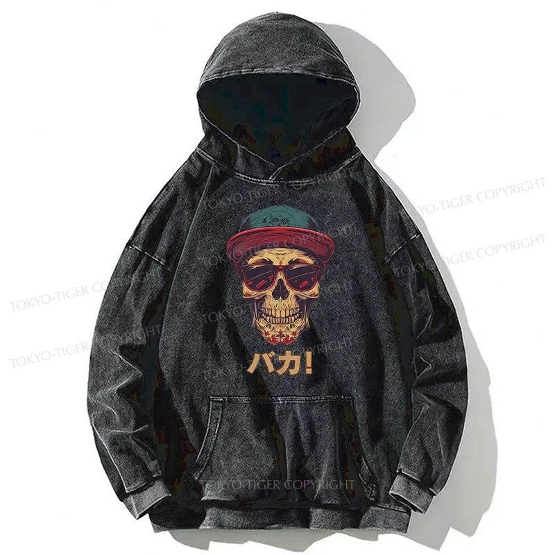 Tokyo-Tiger Fashion Skull Japanese Washed Hoodie