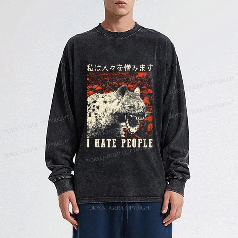 Tokyo-Tiger A Hyena That Hates Humans Washed Long Sleeve T-Shirt