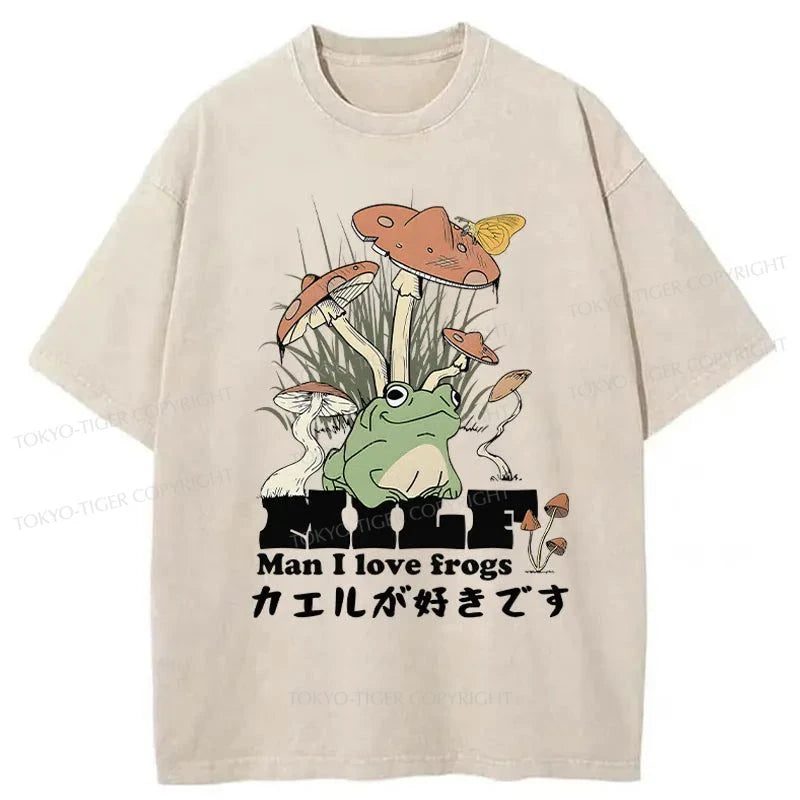 Tokyo-Tiger Man I Love Frogs Washed T-Shirt